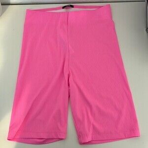 Hot barbie pink ribbed biker shorts